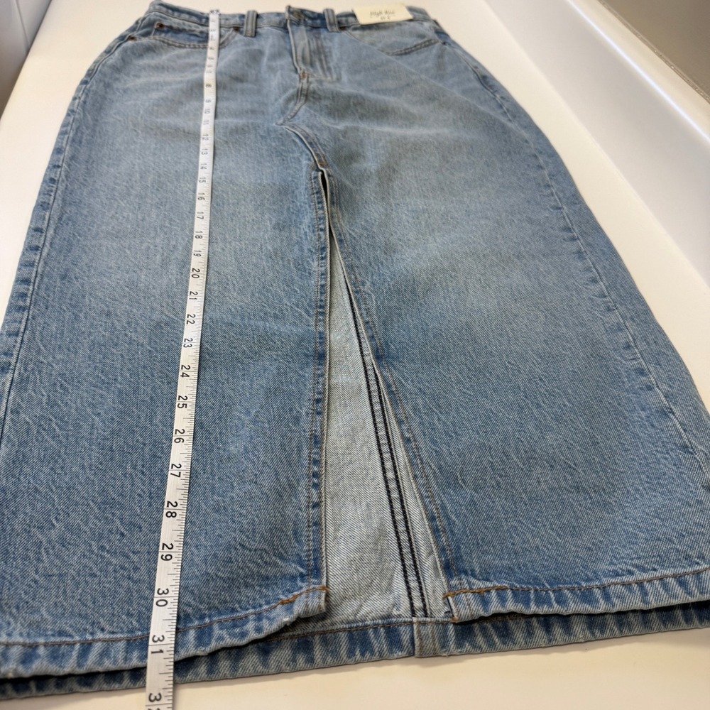 Abercrombie & Fitch Western Rodeo Country Denim Midi Skirt Size 27 Light Wash - Picture 12 of 13